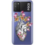 Чехол со стразами Xiaomi Poco M3 Heart
