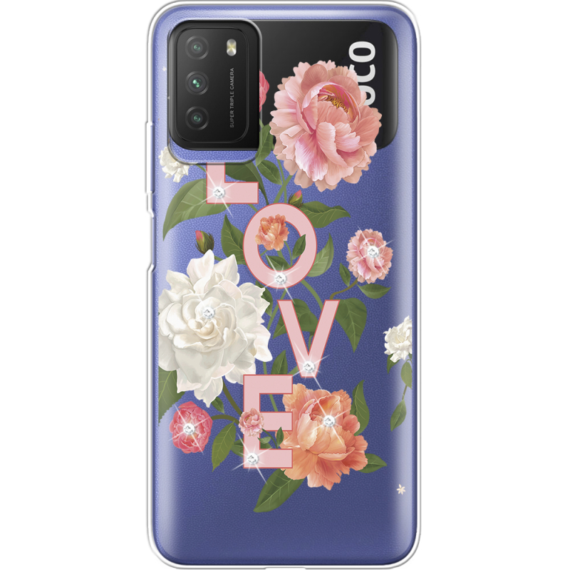 Чехол со стразами Xiaomi Poco M3 Love