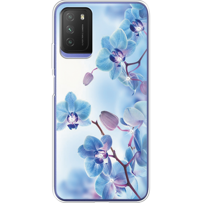 Чехол со стразами Xiaomi Poco M3 Orchids