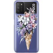 Чехол со стразами Xiaomi Poco M3 Ice Cream Flowers