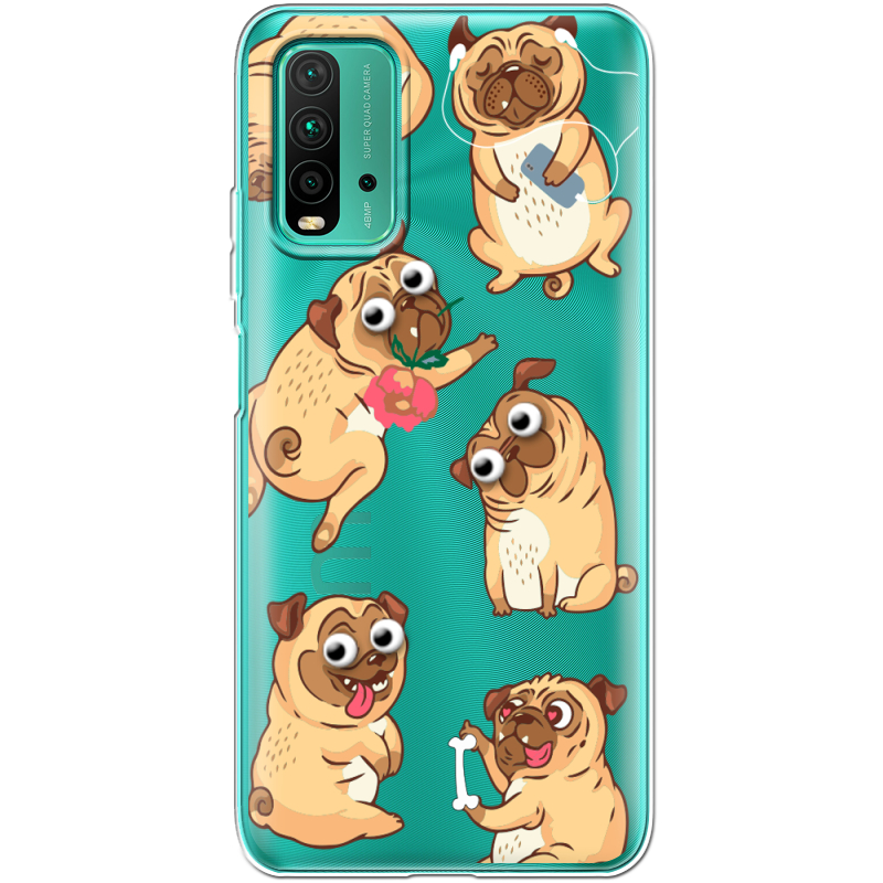 Прозрачный чехол BoxFace Xiaomi Redmi 9T с 3D-глазками Pug