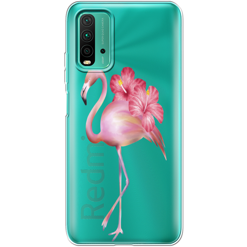 Прозрачный чехол BoxFace Xiaomi Redmi 9T Floral Flamingo