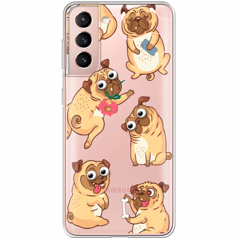 Прозрачный чехол BoxFace Samsung G991 Galaxy S21 с 3D-глазками Pug