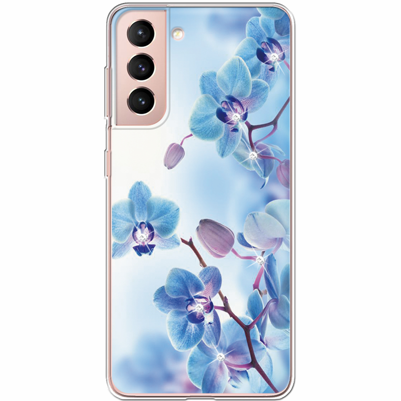 Чехол со стразами Samsung G991 Galaxy S21 Orchids