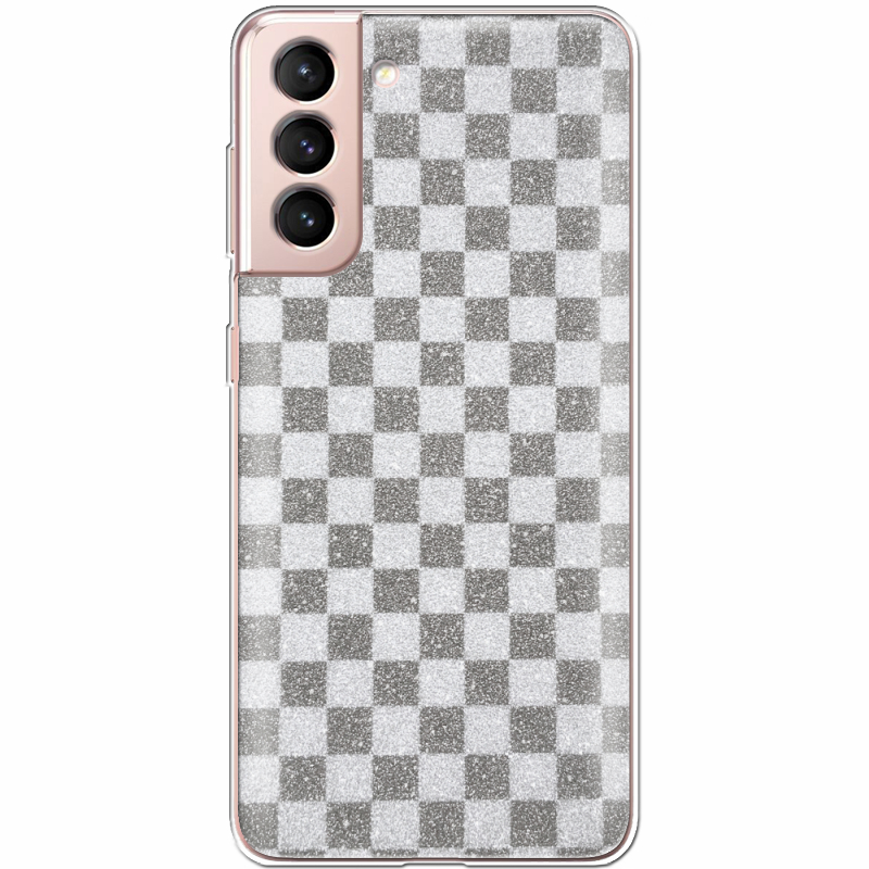 Чехол с блёстками Samsung G991 Galaxy S21 Шахматы