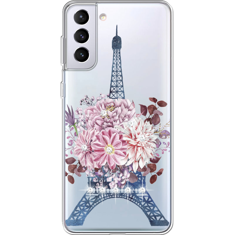 Чехол со стразами Samsung G996 Galaxy S21 Plus Eiffel Tower