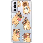 Прозрачный чехол BoxFace Samsung G996 Galaxy S21 Plus с 3D-глазками Pug