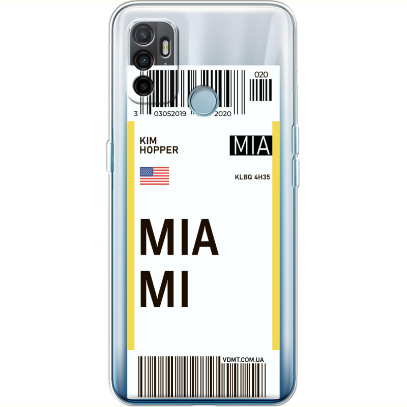 Прозрачный чехол BoxFace OPPO A53 Ticket Miami