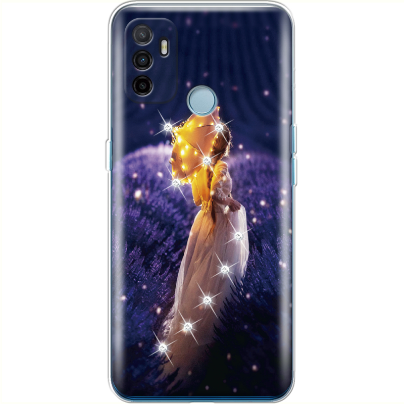 Чехол со стразами OPPO A53 Girl with Umbrella