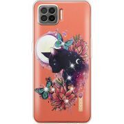 Чехол со стразами OPPO A73 Cat in Flowers