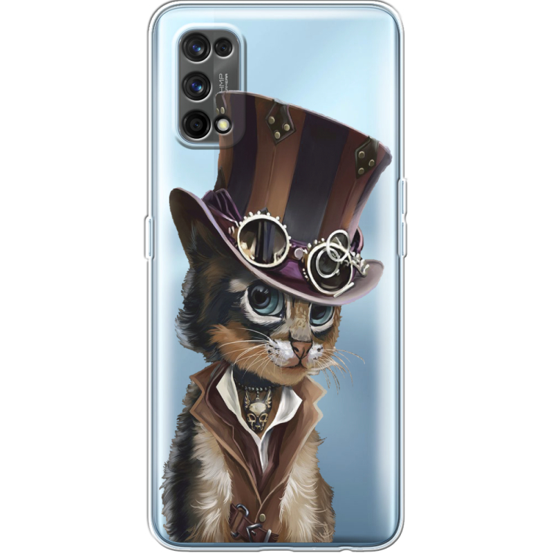 Прозрачный чехол BoxFace Realme 7 Pro Steampunk Cat