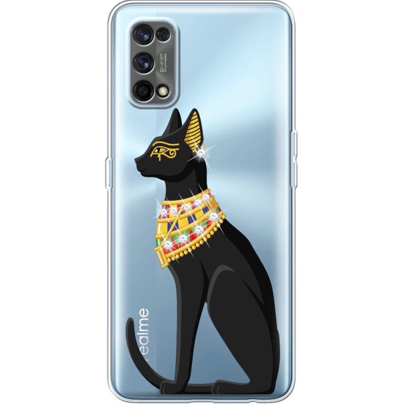 Чехол со стразами Realme 7 Pro Egipet Cat