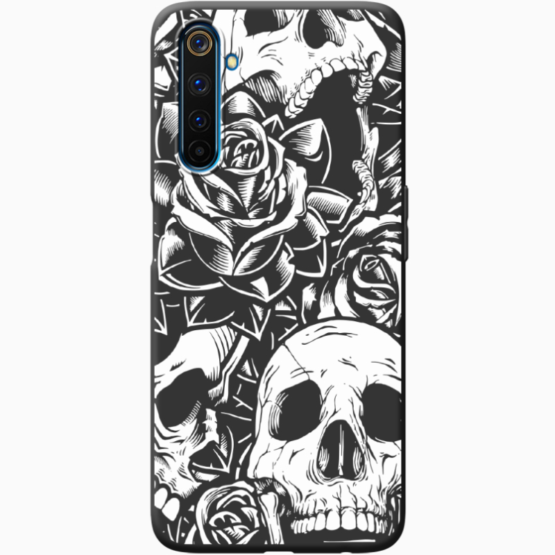 Черный чехол BoxFace Realme 6 Pro Skull and Roses