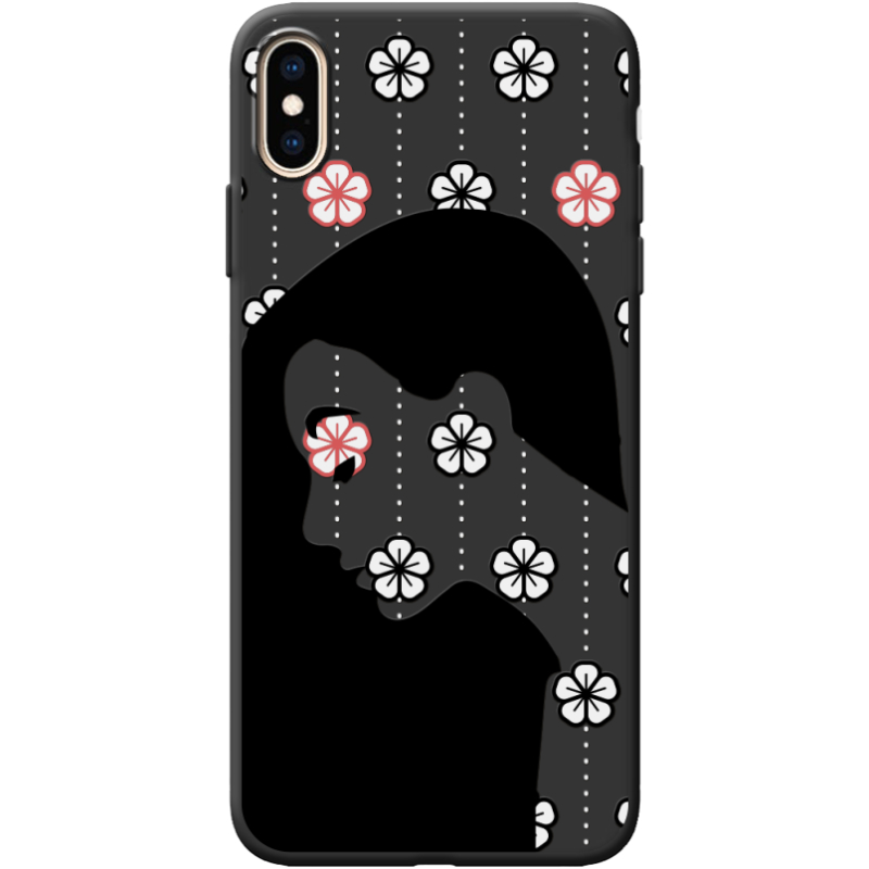 Черный чехол BoxFace Apple iPhone XS Max Flower Hair