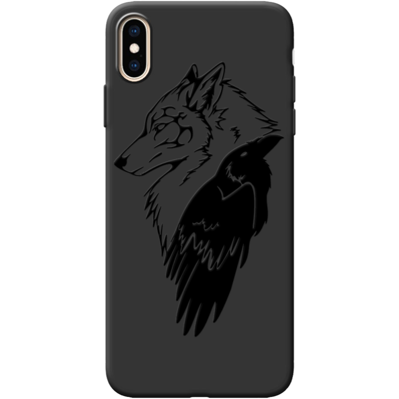 Черный чехол BoxFace Apple iPhone XS Max Wolf and Raven