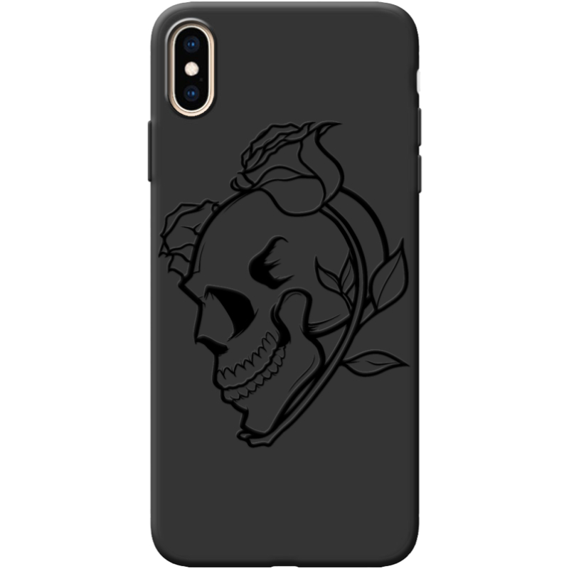 Черный чехол BoxFace Apple iPhone XS Max Skull and Roses