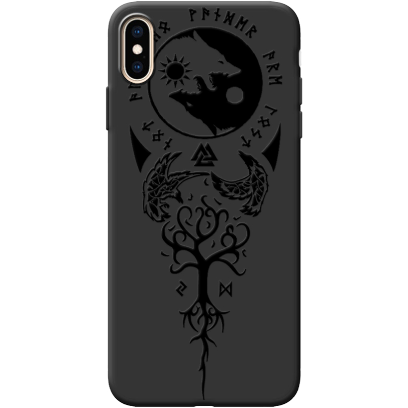 Черный чехол BoxFace Apple iPhone XS Max Hugin and Munin