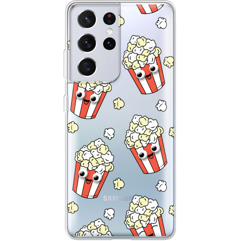 Прозрачный чехол BoxFace Samsung G998 Galaxy S21 Ultra с 3D-глазками Popcorn