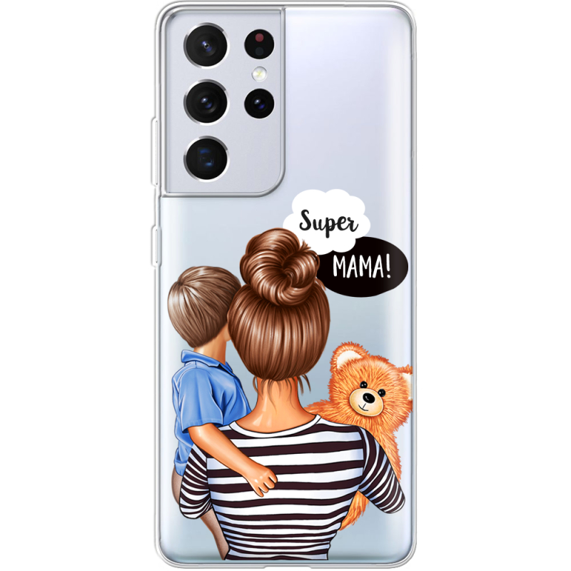 Прозрачный чехол BoxFace Samsung G998 Galaxy S21 Ultra Super Mama and Son