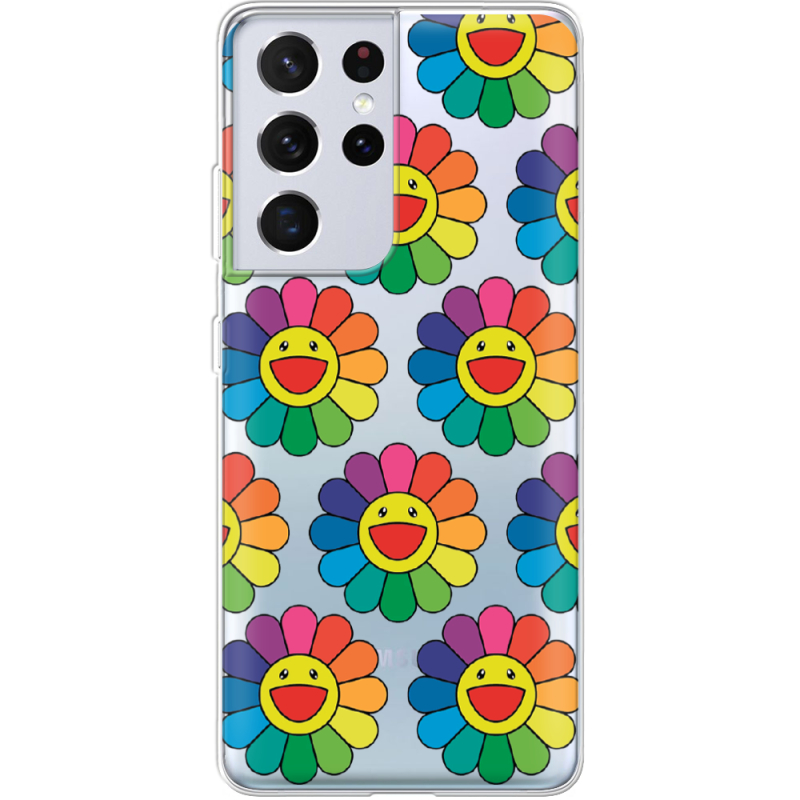 Прозрачный чехол BoxFace Samsung G998 Galaxy S21 Ultra Hippie Flowers