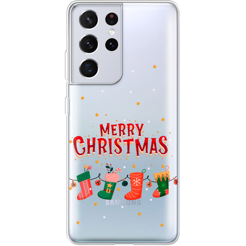 Прозрачный чехол BoxFace Samsung G998 Galaxy S21 Ultra Merry Christmas