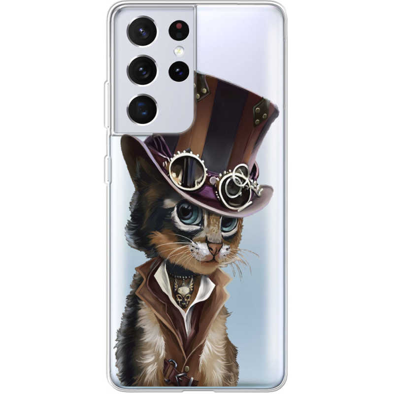 Прозрачный чехол BoxFace Samsung G998 Galaxy S21 Ultra Steampunk Cat