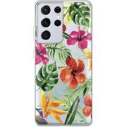 Прозрачный чехол BoxFace Samsung G998 Galaxy S21 Ultra Tropical Flowers