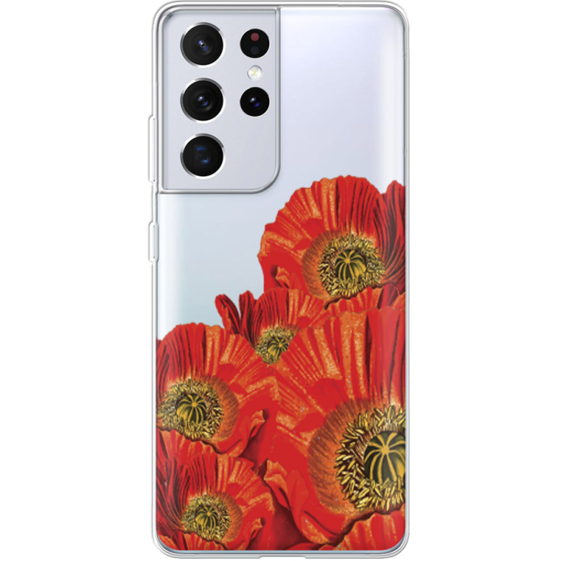 Прозрачный чехол BoxFace Samsung G998 Galaxy S21 Ultra Red Poppies