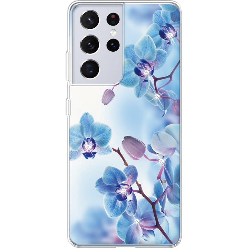 Чехол со стразами Samsung G998 Galaxy S21 Ultra Orchids