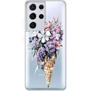 Чехол со стразами Samsung G998 Galaxy S21 Ultra Ice Cream Flowers