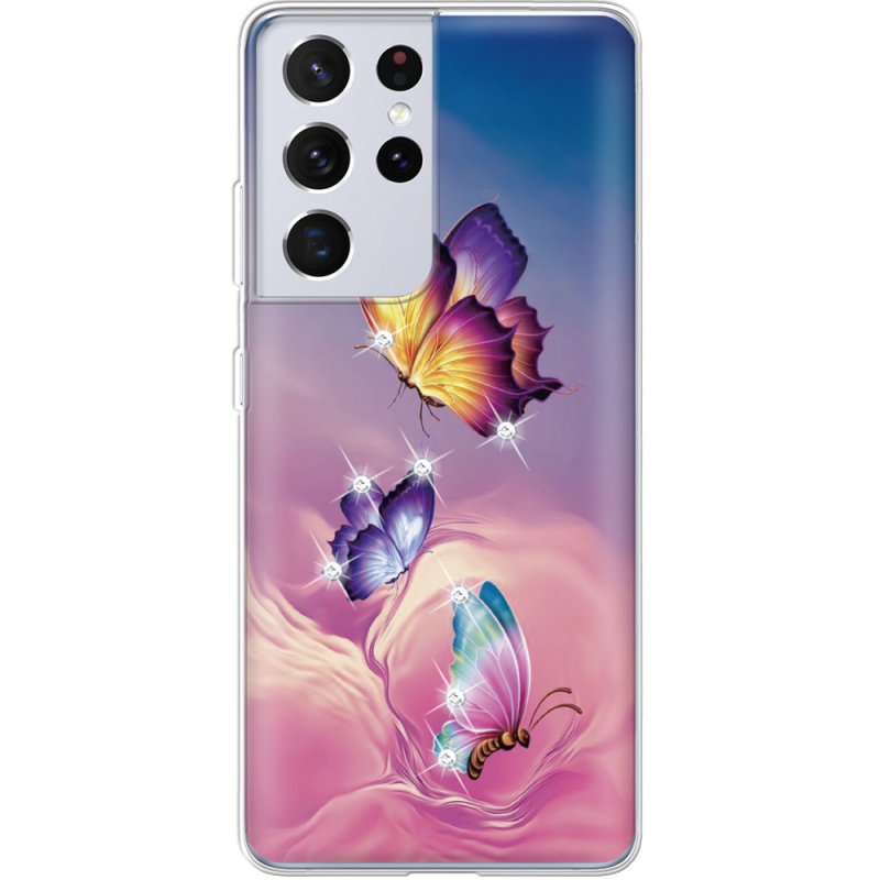 Чехол со стразами Samsung G998 Galaxy S21 Ultra Butterflies