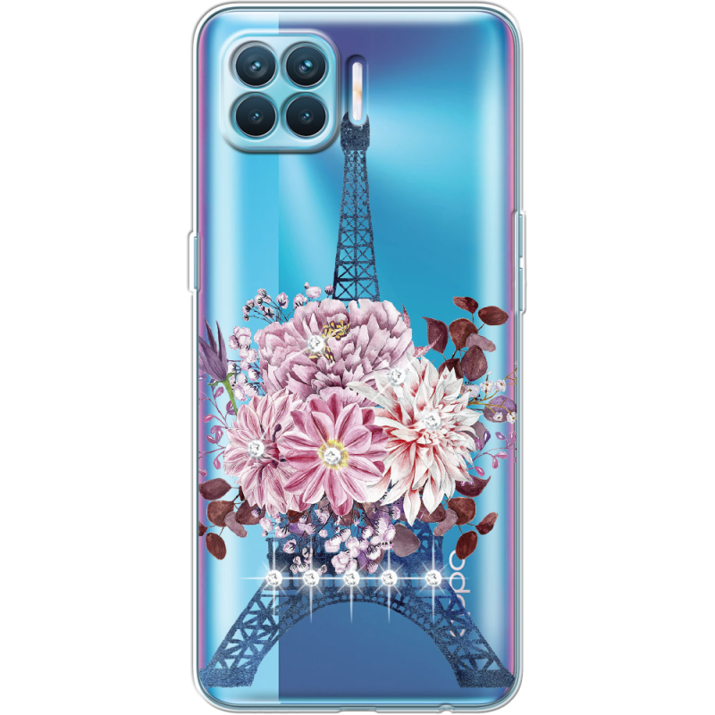 Чехол со стразами OPPO Reno4 Lite/ A93 Eiffel Tower