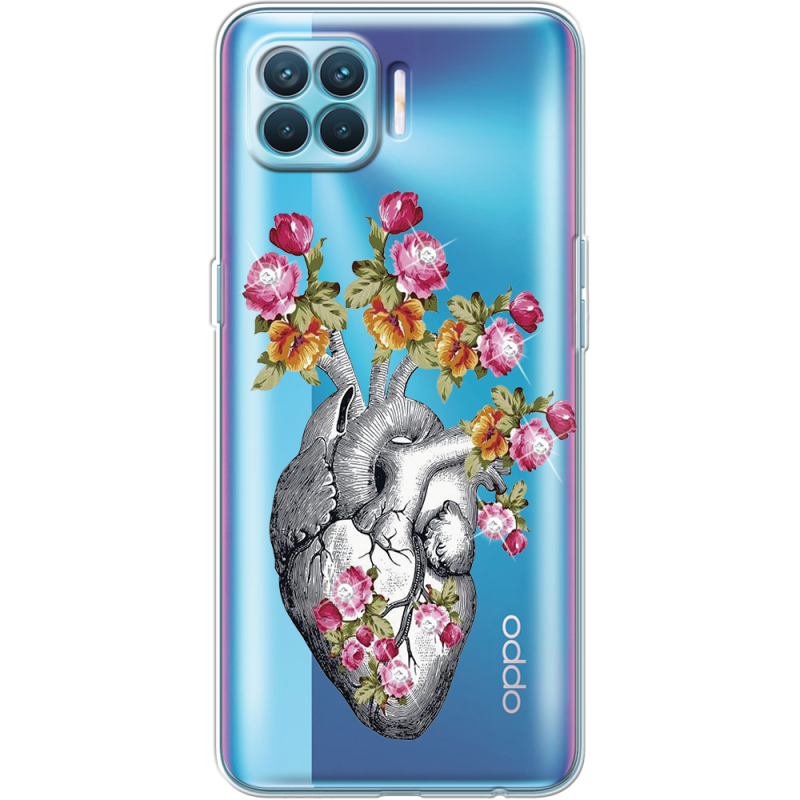 Чехол со стразами OPPO Reno4 Lite/ A93 Heart