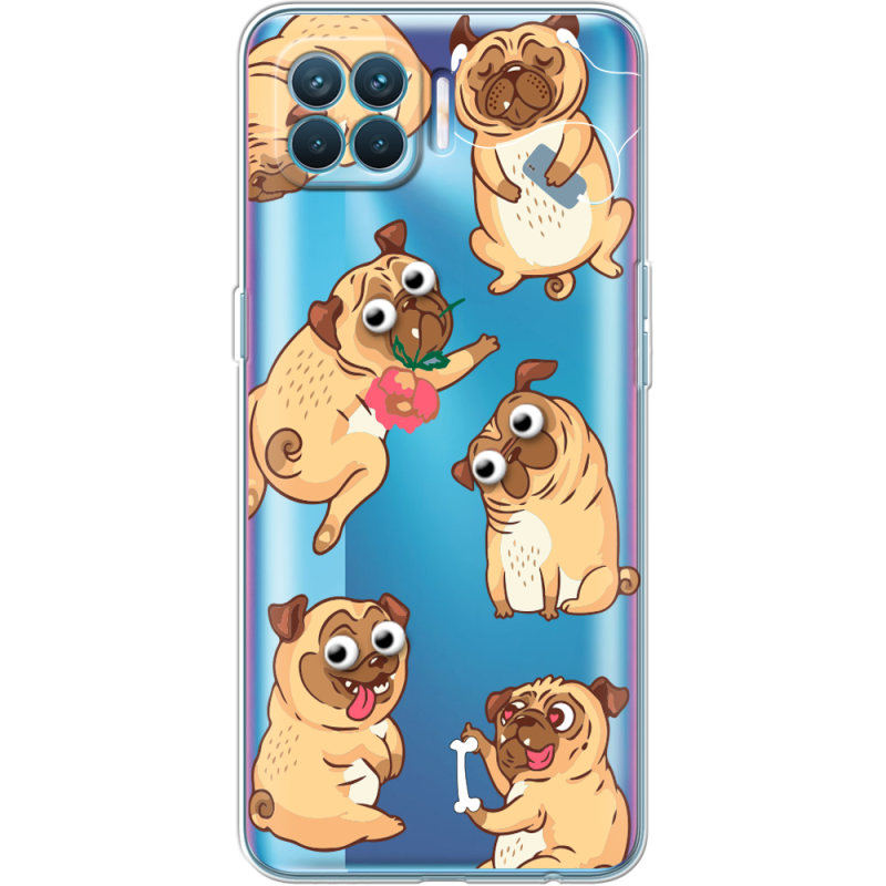 Прозрачный чехол BoxFace OPPO A93/ Reno4 Lite с 3D-глазками Pug