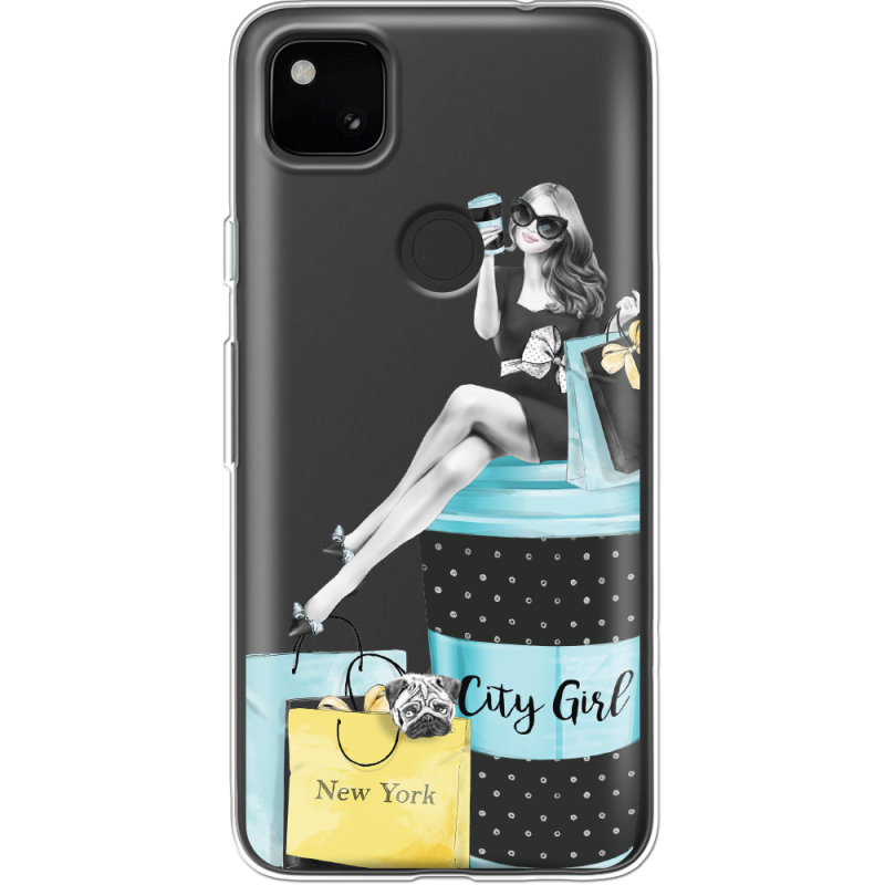Прозрачный чехол BoxFace Google Pixel 4a City Girl
