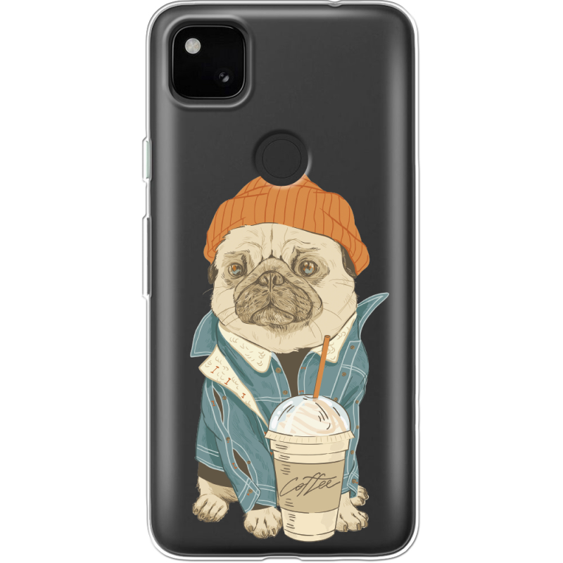 Прозрачный чехол BoxFace Google Pixel 4a Dog Coffeeman