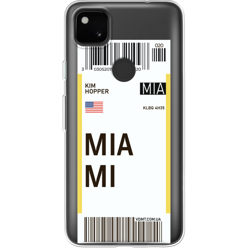 Прозрачный чехол BoxFace Google Pixel 4a Ticket Miami