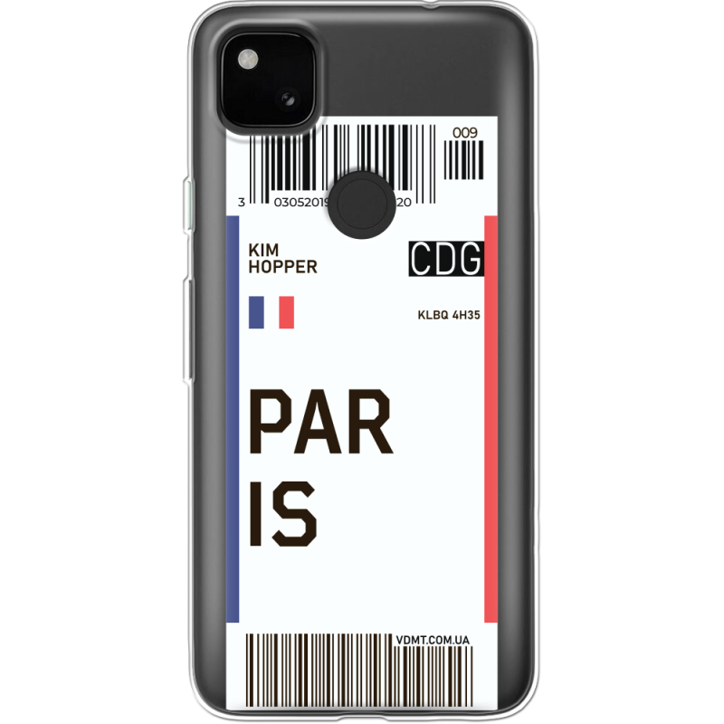 Прозрачный чехол BoxFace Google Pixel 4a Ticket Paris