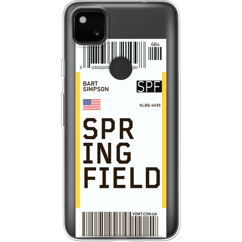 Прозрачный чехол BoxFace Google Pixel 4a Ticket Springfield