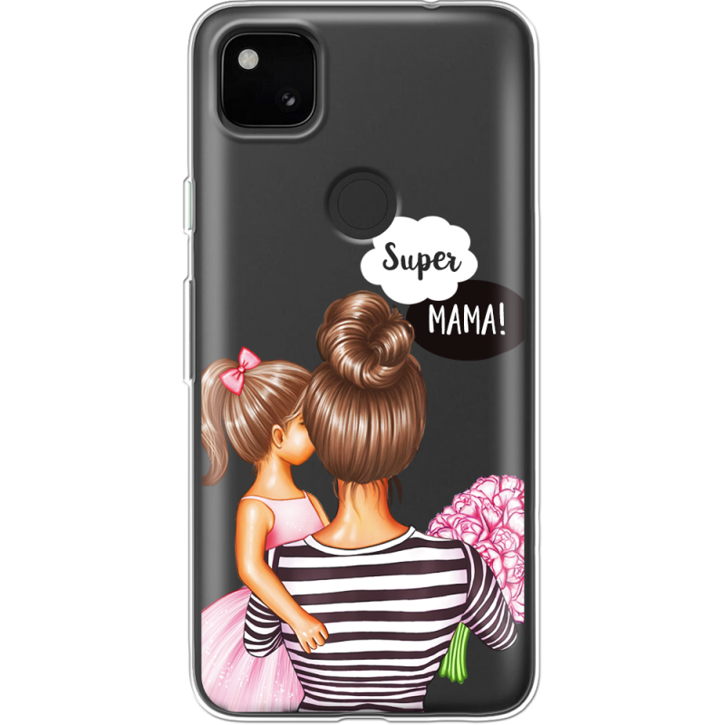 Прозрачный чехол BoxFace Google Pixel 4a Super Mama and Daughter