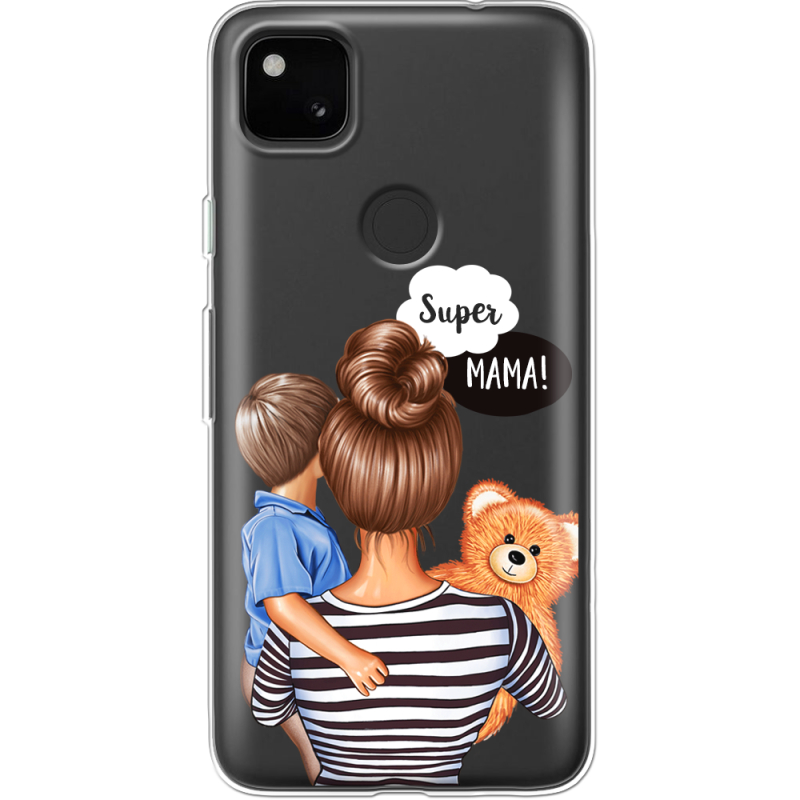 Прозрачный чехол BoxFace Google Pixel 4a Super Mama and Son