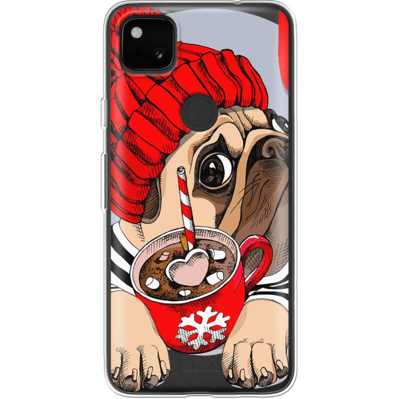 Прозрачный чехол BoxFace Google Pixel 4a Winter Puggy
