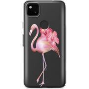 Прозрачный чехол BoxFace Google Pixel 4a Floral Flamingo