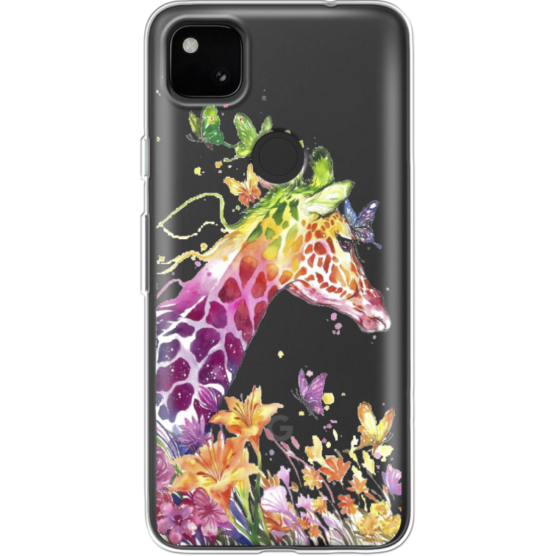 Прозрачный чехол BoxFace Google Pixel 4a Colorful Giraffe