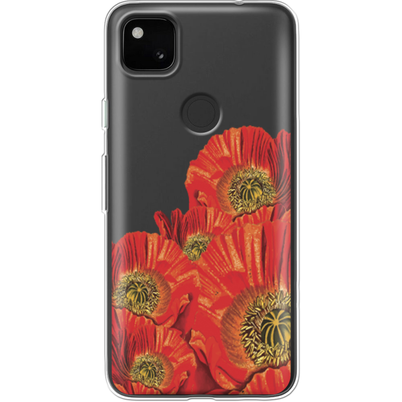 Прозрачный чехол BoxFace Google Pixel 4a Red Poppies