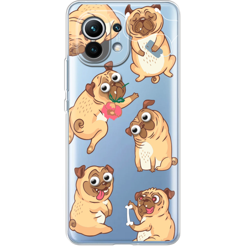 Прозрачный чехол BoxFace Xiaomi Mi 11 с 3D-глазками Pug