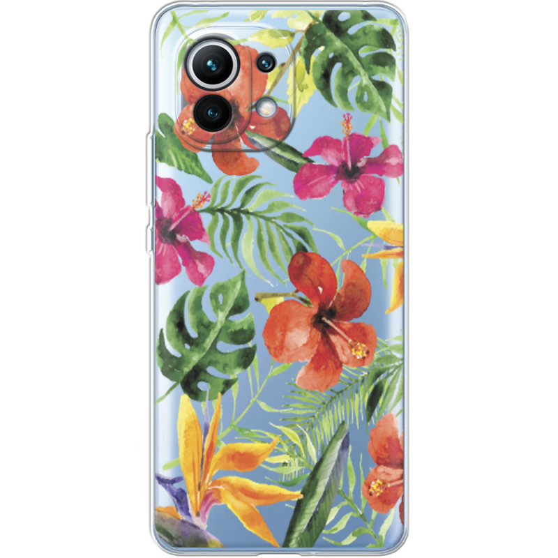 Прозрачный чехол BoxFace Xiaomi Mi 11 Tropical Flowers