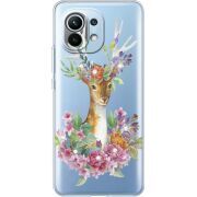 Чехол со стразами Xiaomi Mi 11 Deer with flowers