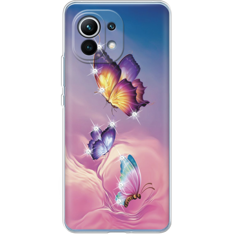 Чехол со стразами Xiaomi Mi 11 Butterflies