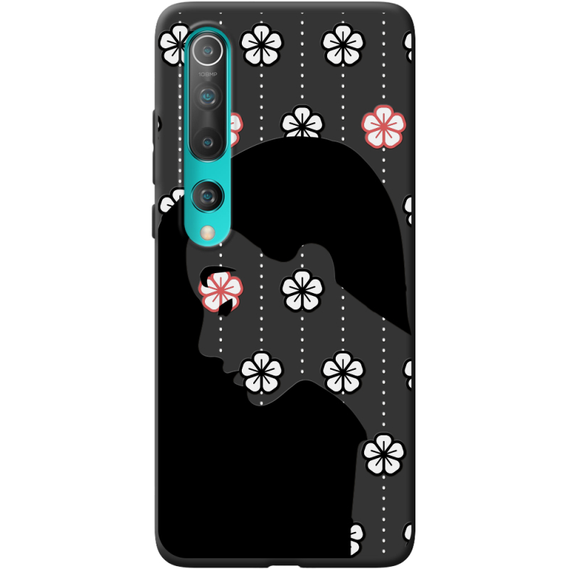 Черный чехол BoxFace Xiaomi Mi 10 Flower Hair